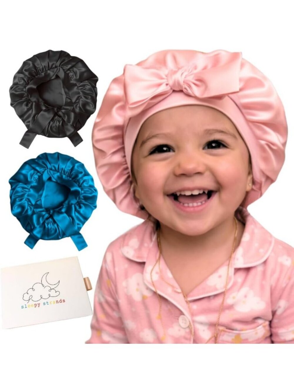 Reversible 100% Silk Bonnet for Kids - Adjustable Tie, Double Layer Sleep Cap